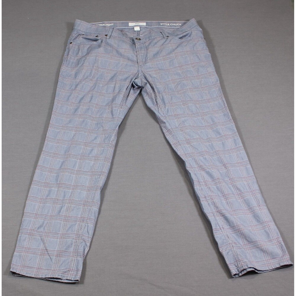Brax Pants Mens Blue Ultralight Chuck Plaid Chino Pocket Stretch Casual 40 X 32